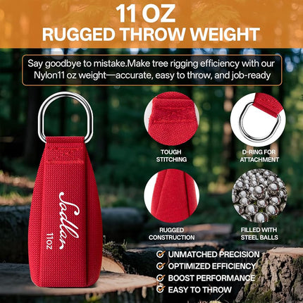 Arborist Throw Line Kit - Ultra Slick 166ft Polyester Rope with 11Oz Weight Throw Bag Low High Limb Throwing Adults Forestry Tree Trimming Cutting Gear