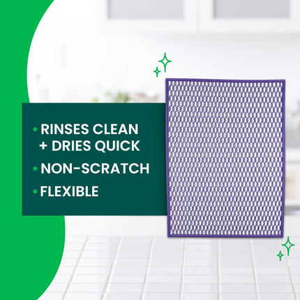 Scotch-Brite Stay Clean Scrubbing Dish Cloths, Reusable and Long-Lasting Mesh Dish Rags That Dry Fast to Resist Odors, Scratch-Free Scrubber Wipes That are Safe on All Surfaces, 2 Dish Towels