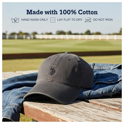 U.S. Polo Assn. Men's U.s Polo Assn. Cotton Adjustable Curved Brim With Embroidered Small Pony Logo Baseball Cap, Slate, One Size UK