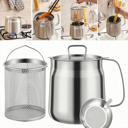 68oz 304 Stainless Steel Deep Fryer Pot with Baske