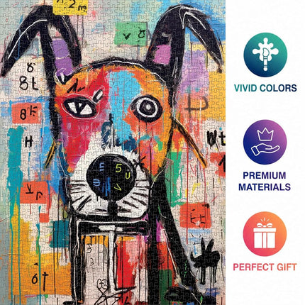 Geometric Dog Dreamscape Puzzle - 1000 Piece Abstract Art Jigsaw, Eco-Friendly, Satin Finish, Vivid Colours, Modern Home Decor, Educational Brain Game for Adults