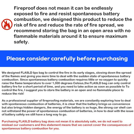 FLASLD Large Fireproof Lipo Bag for Lithium Battery Storage and Charging, 14 x 7.8 x 9.5in Waterproof Box for Documents and Valuables