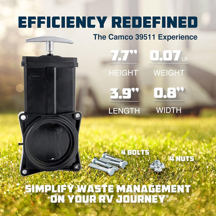 Camco RV Replacement Waste Valve with Handle - Features Heavy Duty Metal Handle & 3-Inch Diameter Valve Opening (39511)