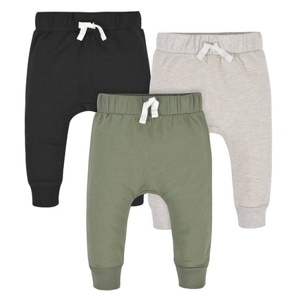 Gerber Baby Boys' Toddler 3-Pack Jogger Pants, Gre