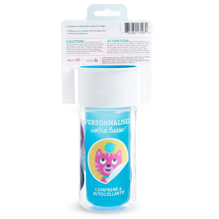 Munchkin Miracle 360 Insulated Swaddle Cup, Includes Stickers for Personalizing Cup, 255 ml, Blue