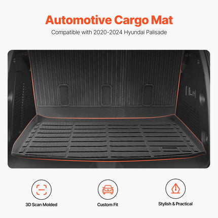 VEVOR Cargo Mats Compatible Chevrolet Tahoe & GMC Yukon 2021-2024, Custom Fit TPE Cargo Liner Set for SUVs, Trunk and Rear Back Seat Protector Replacement, Trunk Mat and Backrest Mats