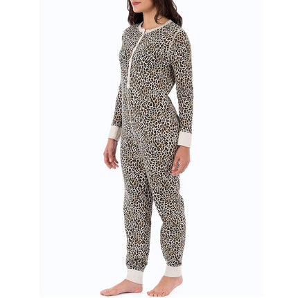 Fruit of the Loom Womens Micro Waffle Premium Thermal Union Suit, Animal Print, 2X