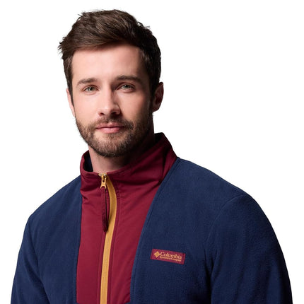 Columbia Men's Sequoia Grove Full Zip Fleece, Full Zip Fleece Jacket, Rich Wine/Collegiate Navy, M