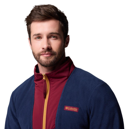 Columbia Men's Sequoia Grove Full Zip Fleece, Full Zip Fleece Jacket, Rich Wine/Collegiate Navy, M