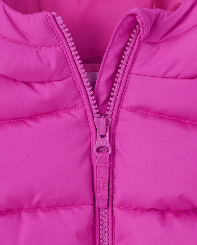 The Children's Place Chaqueta acolchada de peso medio para bebés y niñas pequeñas, resistente al viento, resistente al agua, rosa encantado, 18-24 meses