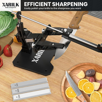 XARILK GEN3 Guided Knife Sharpening System, Aluminium | Professional Knife Sharpener, Knife Sharpening Kit W / 3 Al Plates Diamond (320#, 800#, 2000#) for for Hunting & Kitchen Knives