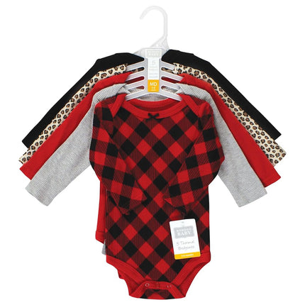 Grenouillères thermiques à manches longues Hudson Baby unisexe pour bébé, motif à carreaux de buffle léopard, 3-6 mois, motif à carreaux de buffle léopard, 3-6 mois