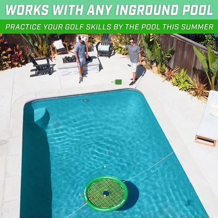 GoSports Splash Chip Jeu de golf flottant – Comprend une cible de chipping, 16 balles de golf en mousse, 1 tapis de chipping et des cordes d'attache