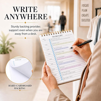 KAICN To Do List Notepad, Undated Daily Planner Notepad With To Do List Notebook Checklist Spiral Waterproof for Office Supplies, School Planner, 3 Pack, 52 Sheets/Pack, 5.5''x8.3'' A5 Size