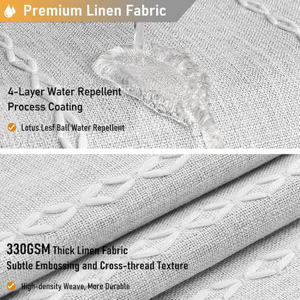 BTTN 72x96 Extra Long Boho Linen Heavy Duty Shower Curtain Set, Grey/Gray