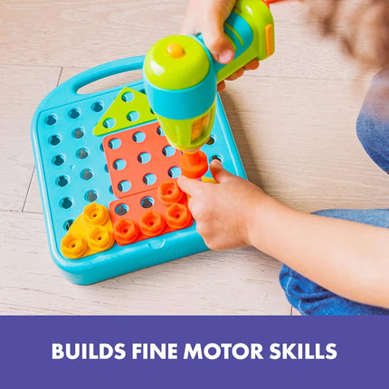Educational Insights Design & Drill Shapes Workshop, 73 Pieces with Electric Toy Drill, STEM Toy, Kids Ages 3+