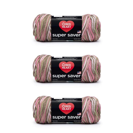 Red Heart Super Saver Pack of 3 - Pink Camo - 7oz/