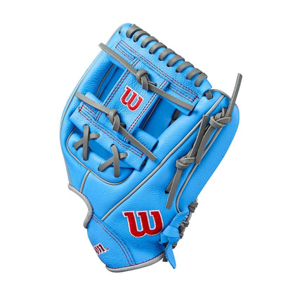 Wilson A500 11" Infield Youth Baseball Glove - Left Hand Throw, Blue/Grey/Red