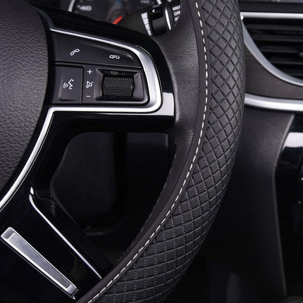 FH Group FH2020WHITE Cubierta Flexible para Volante de Piel Sintética y Silicona con Material Doble Antideslizante de Protección Definitiva, Ajuste Universal para la Mayoría de Coches, Camionetas, SUVs y Furgonetas, Blanco