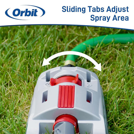Orbit 56281 Oscillating Metal Base and Custom Pattern Dial, Waters up to 4000 Sq Ft Sprinkler, Gray, Red