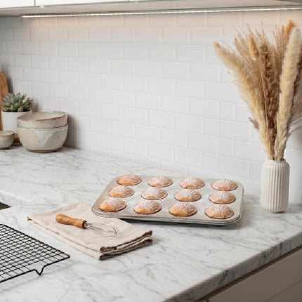 Fox Run Stainless Steel Scallop Shell Madeleine Pan, 12 French Cookie Mold Baking Pan