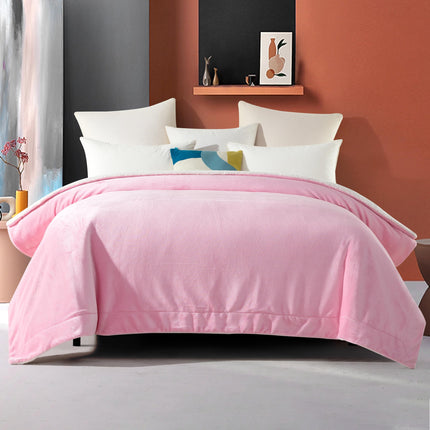 Elegant Comfort Ultra Soft Reversible Flannel Sherpa Blanket - Cozy Silky Fleece Throw for Couch, Bed - Plush Fuzzy Warm Winter Blanket for Gift, Twin XL, Light Pink