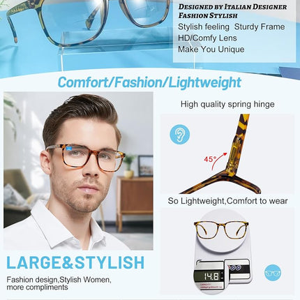 OCCI CHIARI +2.25 Mens Reading Glasses Blue Light Blocking Readers(+1.0 +1.25 +1.5 +1.75 +2.0 +2.25 +2.5 +2.75 +3.0)