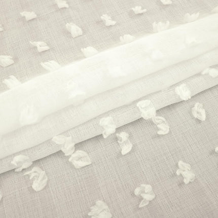 KOUFALL Cream Off White Curtains 96 Inches Long for Living Room Farmhouse Pom Pom Textured Boho Sheer Curtains for Bedroom Laundry Room 2 Panels 52x96 Inch Length Ivory