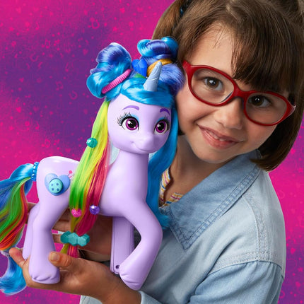 My Little Pony: Tell Your Tale Rainbow Styles Izzy Moonbow, Hair Styling Figure with Sounds, 9.5-inch Unicorn Toys for Girls and Boys Ages 4+