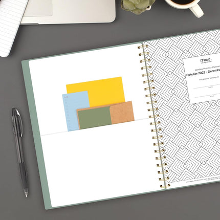 Mead 2026 Planner, Weekly & Monthly, 15-Month, 8-1/2" x 11", Large, Basic, Sage Green (CRW6209326)