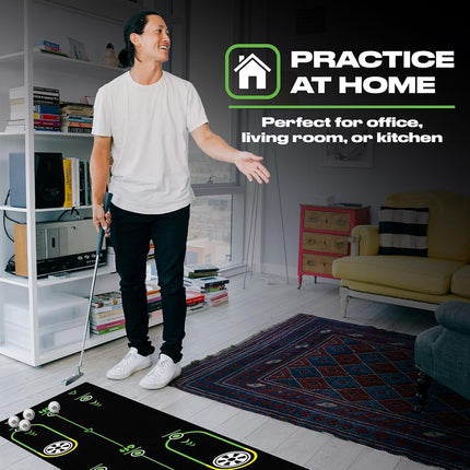 Back 2 Basics Golf 10ft Golf Putting Mat, True-to-Life Green Simulation for Indoor & Outdoor Practice, Training Aid Designed by Golf Experts, Black
