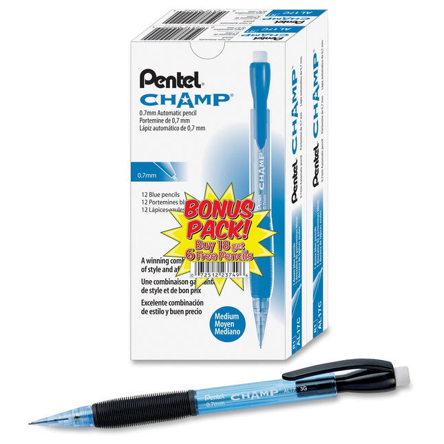 Pentel Mechanical Pencil, Refillable.7mm, 24/PK, B