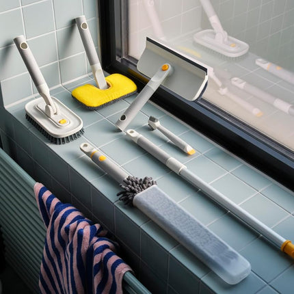 Joseph Joseph CleanTech Deep Cleaning Tool Set with Extension Pole, 5 Cleaning Tools + Extendable Telescopic Handle for Glass, Tiles, Surfaces