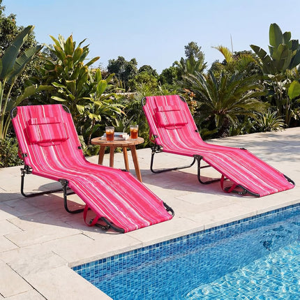 GYMAX Tanning Chair, 330lbs Beach Lounge Chair with Face Hole