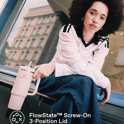 STANLEY Quencher H2.0 FlowState Stainless Steel Vacuum Insulated Tumbler with Lid and Straw for Water, Iced Tea or Coffee, Smoothie and More, Stone, 40oz