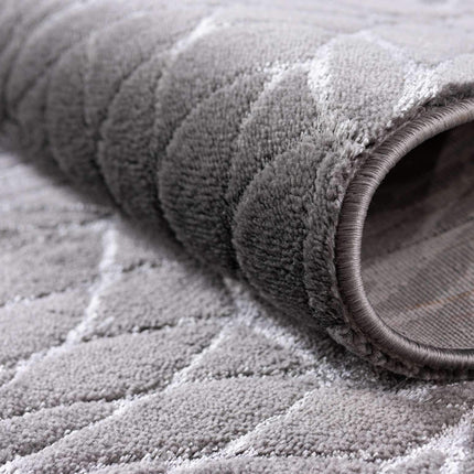 Unique Loom Marilyn Monroe Glam Collection Textured Lotus Floral Gray Silver Runner Rug (2' x 10')