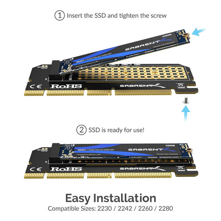 SABRENT M.2 SSD NVMe to PCIe Adapter with Aluminum Heatsink