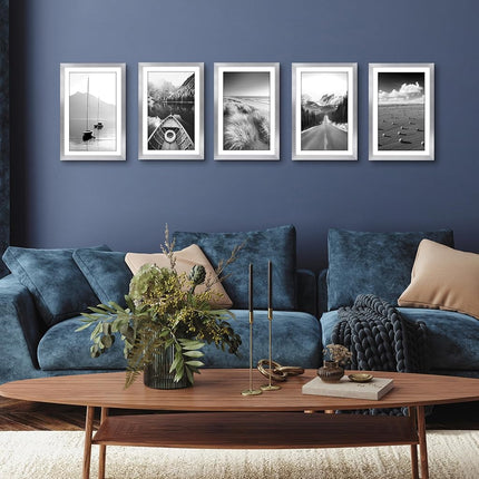 Americanflat 11x17 Picture Frame Set of 5 in Silver - Use as 9x15 Picture Frame with Mat or 11x17 Frame Without Mat - Picture Frames Collage Wall Decor with Plexiglass Cover - Gallery Wall Frame Set