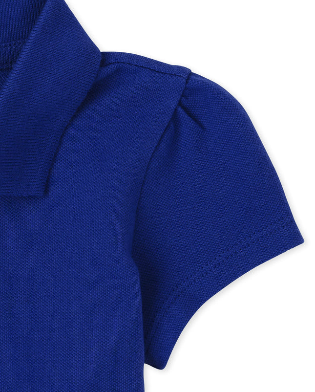 The Children's Place Girls' Uniform Ruffle Pique Polo, Renew Blue Single, 5T