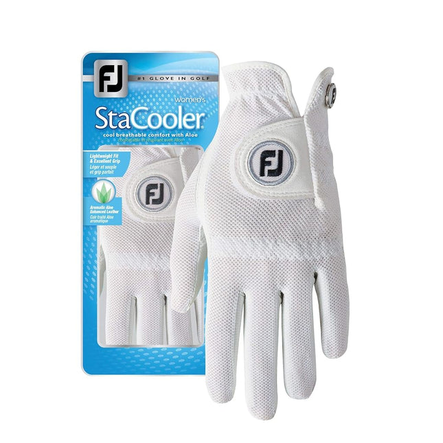 Footjoy Women's StaCooler Golf Glove, Pearl Large, Worn on Left Hand