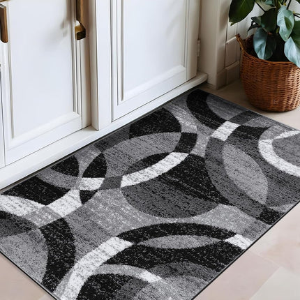 Rugshop Contemporary Abstract Circles Perfect for high Traffic Areas of Your Living Room,Bedroom,Home Office,Kitchen Area Rug 2'7" x 4' Gray