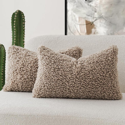 Foindtower Set of 2 Curly Teddy Wool Pillow Covers