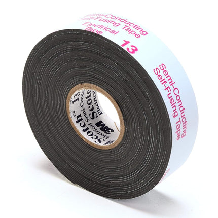 3M Scotch Electrical Semi-Conducting Tape 13, 3/4 in x 15 ft, Printed, Black, High Voltage Splicing Tape, 1 roll