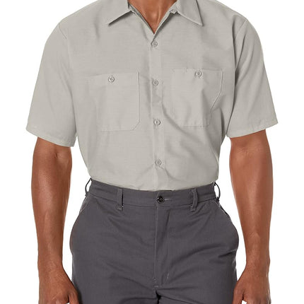 Red Kap Men's Industrial Work Shirt, Regular Fit, Short Sleeve, Grey, X-Large Tall