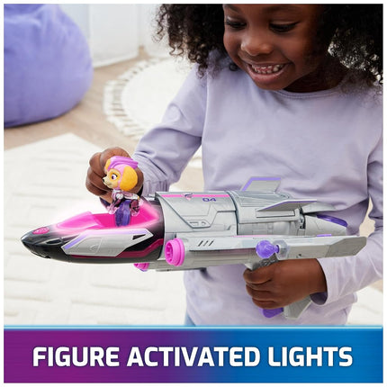 La Patrulla Canina: La Superpelícula, Jet de rescate transformable con figura de acción de Skye Supercachorros, luces y sonidos, juguetes para niños y niñas de 3 años en adelante