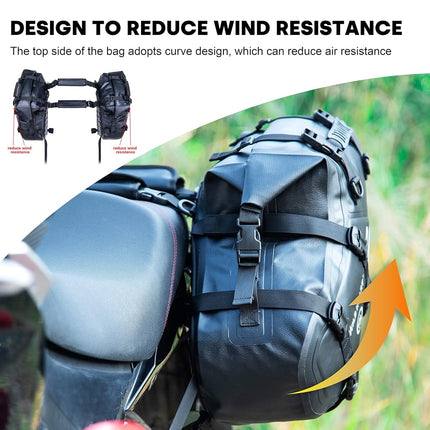 WILD HEART Motorcycle Saddlebags Waterproof 36L (18L*2) Motorcycle Side Saddlebags Pannier Bag Trunk Motorcycle Accessory (Black)