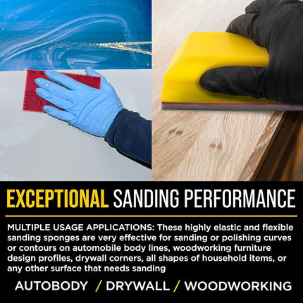 Dura-Gold 800 Grit 5" x 2-3/4" Sanding Sponges, Box of 20 - Performance Hook & Loop Wet or Dry Flexible Sandpaper Sponge Pads - for Hand Sanding Blocks, Palm Sanders - Polish Metal, Auto Paint, Wood