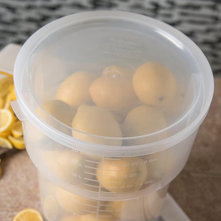 Carlisle FoodService Products Bain Marie Plastic Food Container Lid, Storage Container Lid, Round Lid with Stackable Design for Food Storage, 12 to 22 Quarts, Translucent, (Pack of 6)
