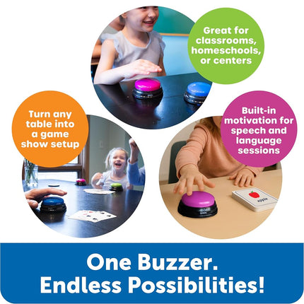 Learning Resources Answer Buzzers – Set of 4, Ages 3+, Game Show Style Buzzers with Fun Sound Effects, Pre-Recorded Sounds for Classroom & Family Games