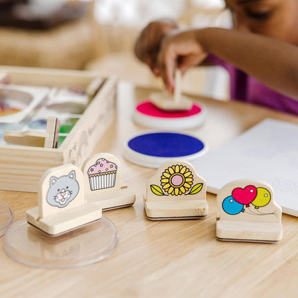 Melissa & Doug My First Wooden Stamp Set � Favorites (8 Stamps with Handles, 2 Washable Ink Pads)